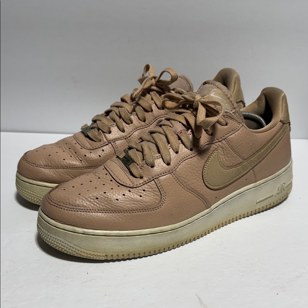 Nike Air Force 1 ‘07  Low-Top Leather Sneakers — Tan/Beige